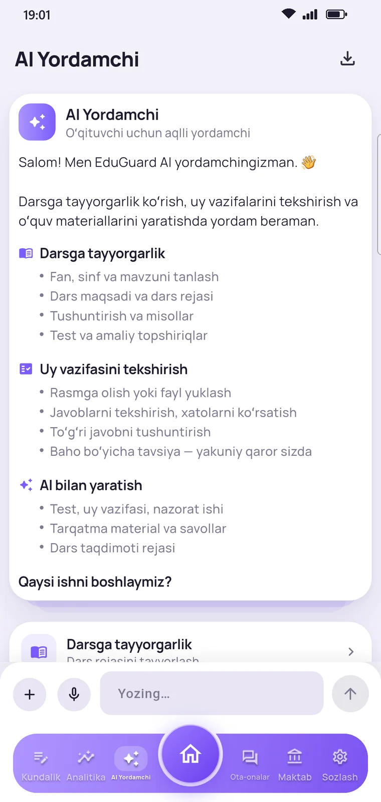 Oʻqituvchi ilovasi: ai yordamchi